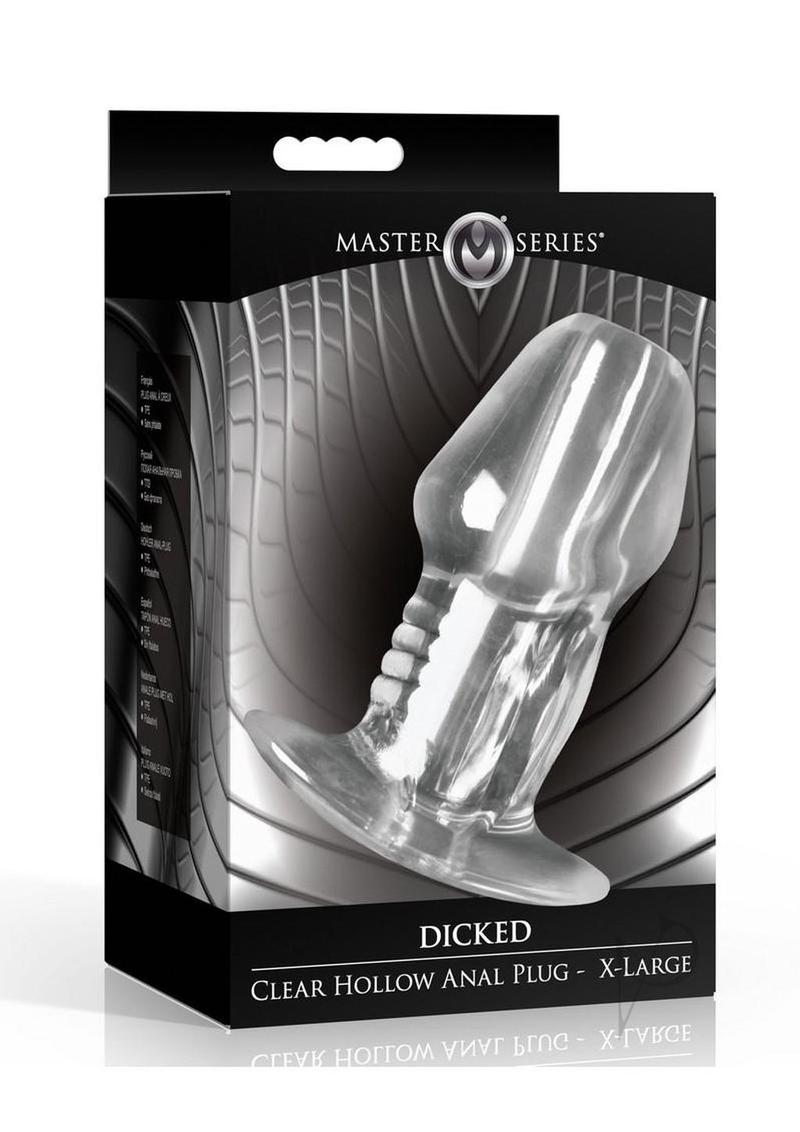 Master Series Dicked Hollow Anal Plug - XLarge - Clear