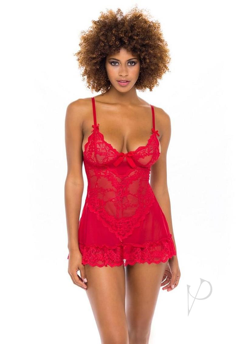 Oh La La Cheri Valentine Babydoll - Medium - Red