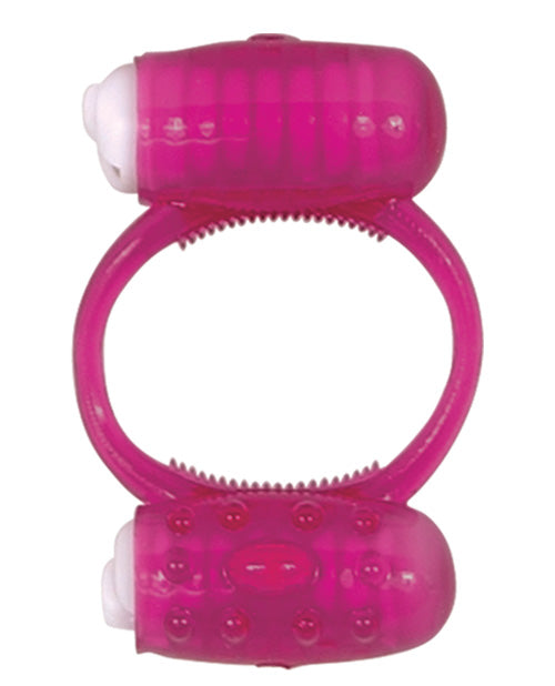 Humm Dinger Double Dinger Dual Vibrating Cock Ring - Magenta