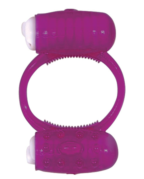 Humm Dinger Double Dinger Dual Vibrating Cock Ring - Purple
