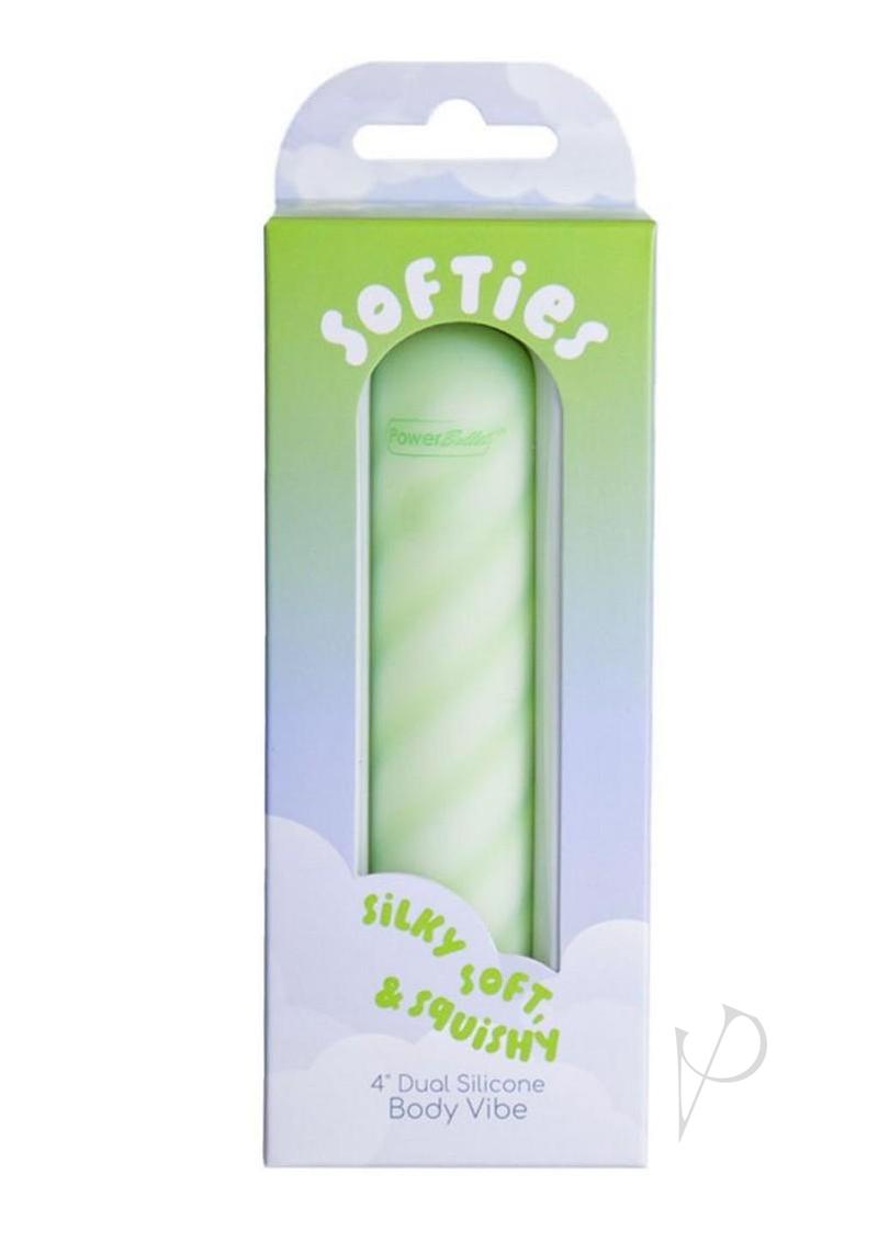 Softies Dual Silicone Rechargeable Body Bullet Vibrator 4in - Green