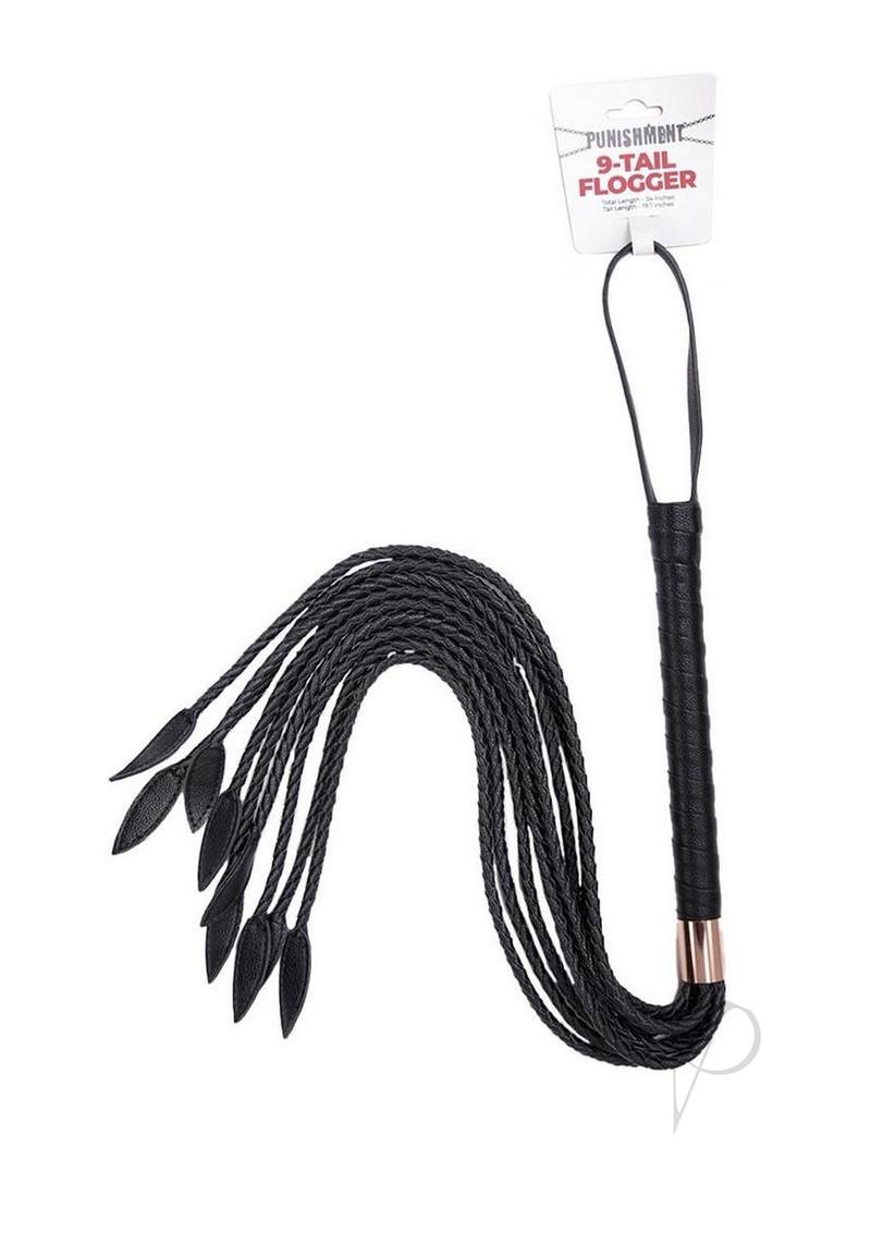 Punishment Braided Tail Flogger 9in - Rose Gold