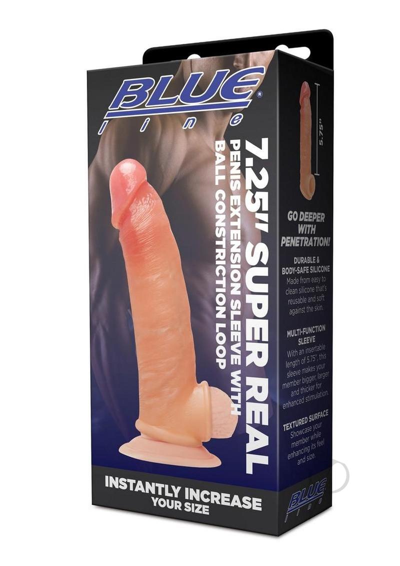 Blueline Super Real Penis Silicone Extension Sleeve with Ball Constriction Loop 7.25in - Vanilla
