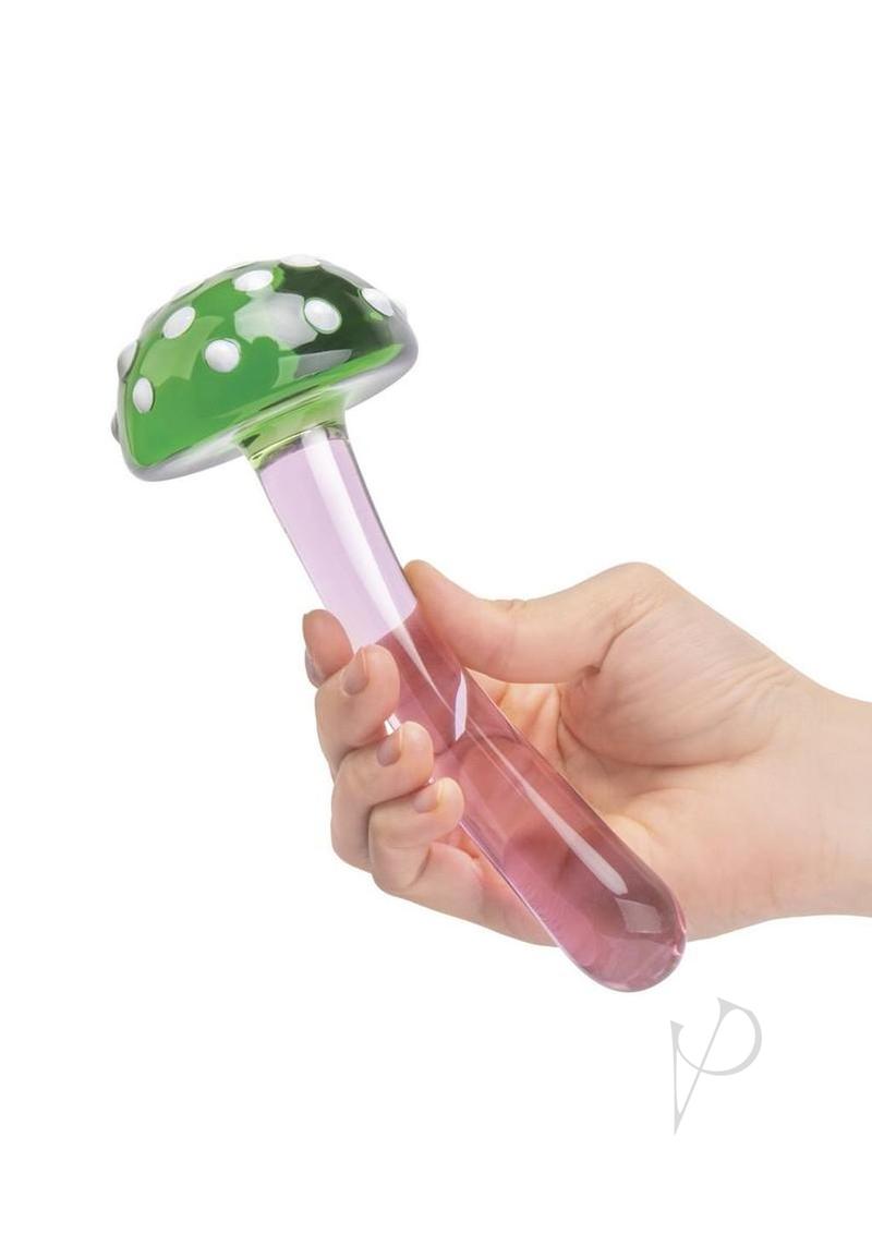 Glas Magic Mushroom Glass Dildo 7.5in - Pink/Green