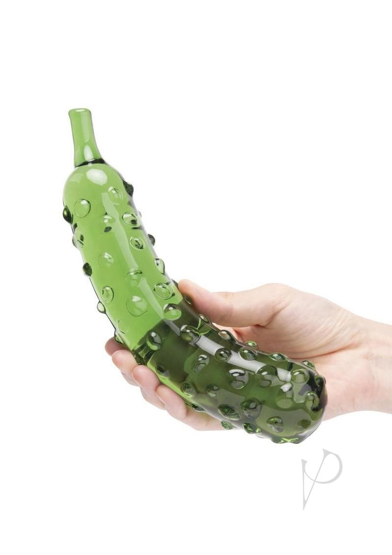 Glas Caressing Cucumber Glass Dildo 8.25in - Green