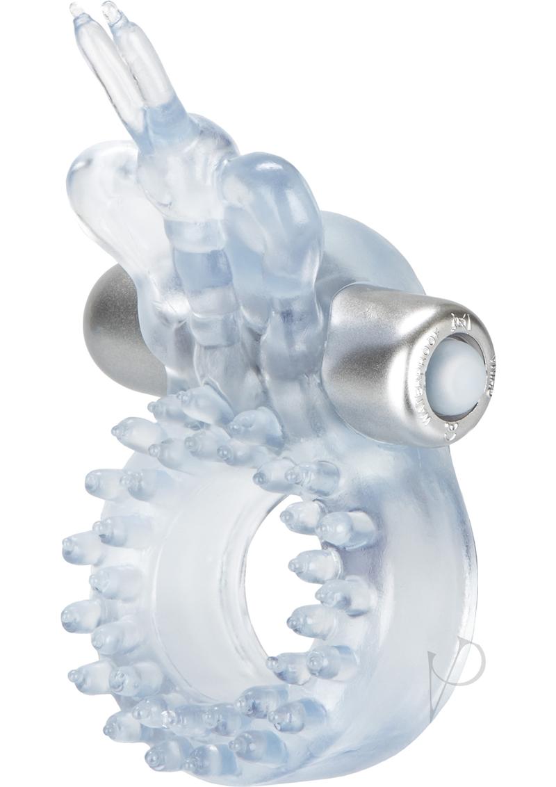 Butterfly Ring Vibrating Cock Ring with Clitoral Stimulation - Clear