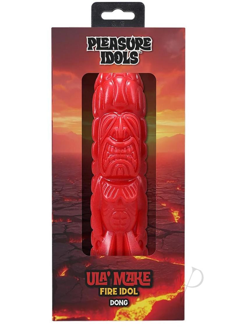 Polynesian Pleasure Idols Silicone Ula` Make Fire Idol Dildo - Red