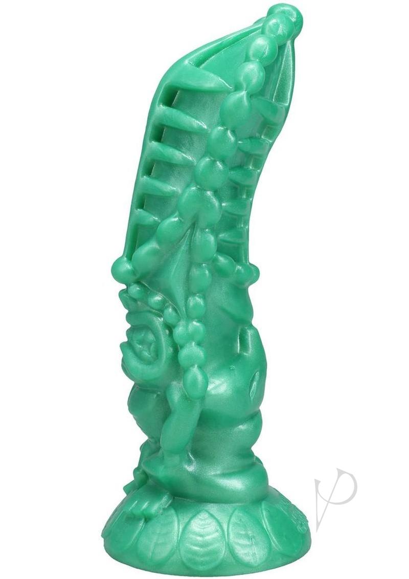 Polynesian Pleasure Idols Mala Ma`ona Earth Idol Rechargeable Silicone Vibrating Dildo with Remote Control - Green
