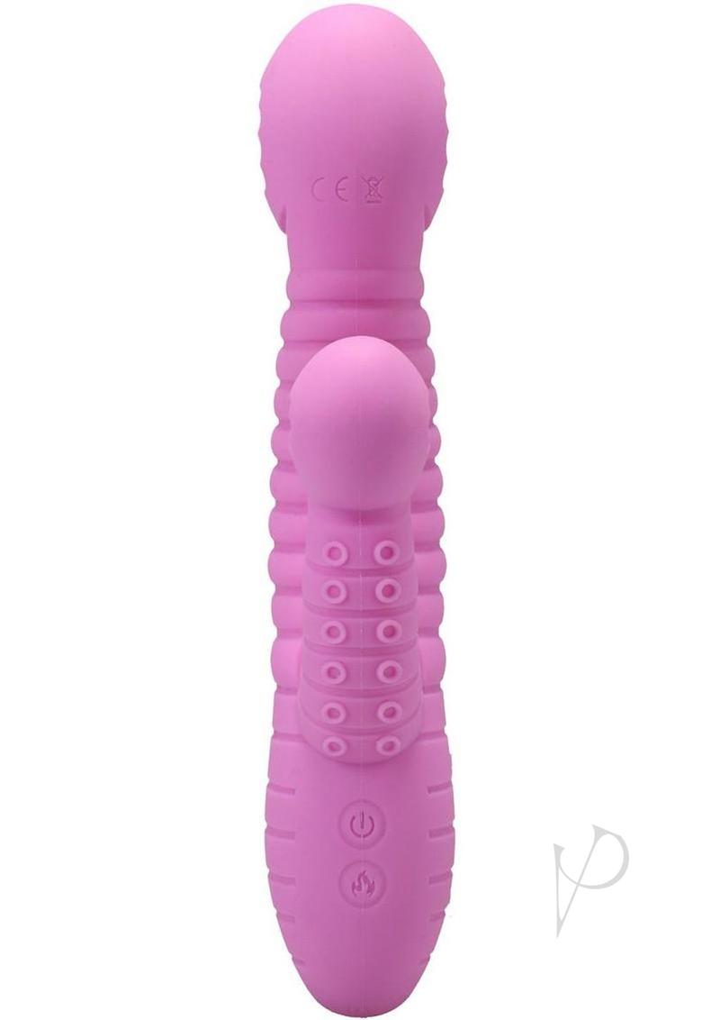 Polynesian Pleasures Into The C Seapuss Rechargeable Silicone Rabbit Vibrator with Clitoral Stimulator - Purple