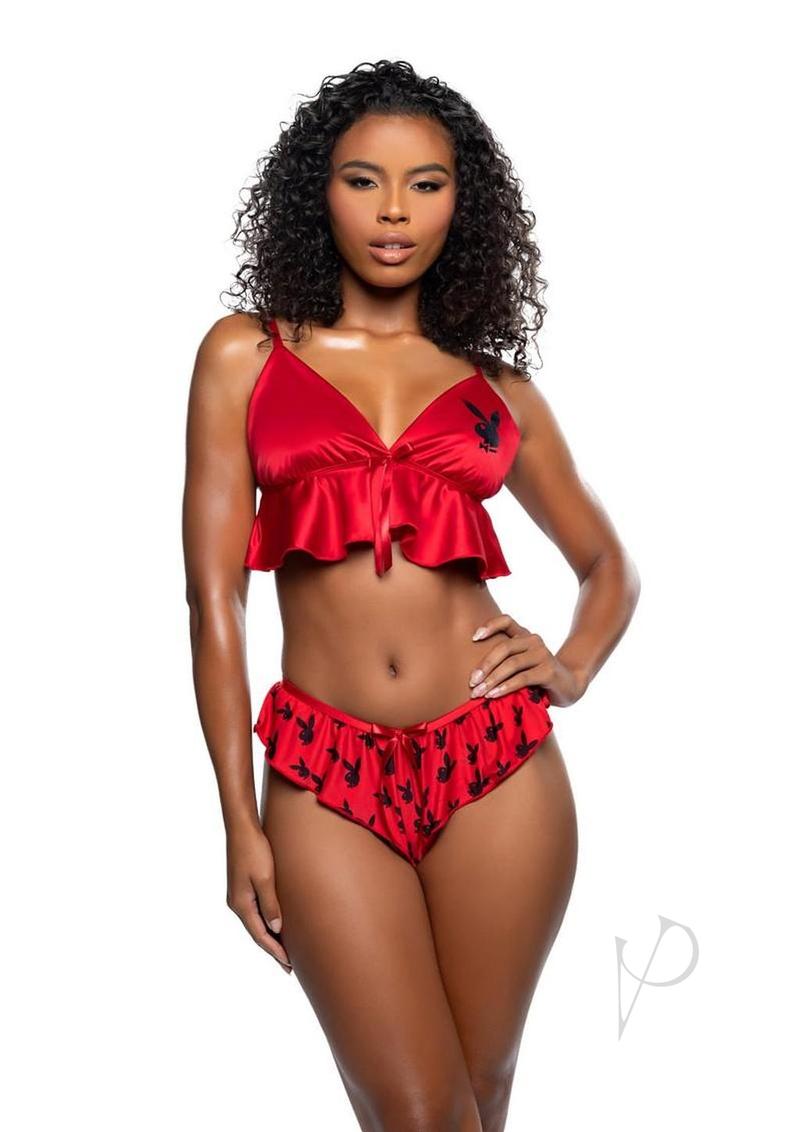 Playboy Flutter Bunny Lounge Set (2 Piece) - Small/Medium - Red/Black