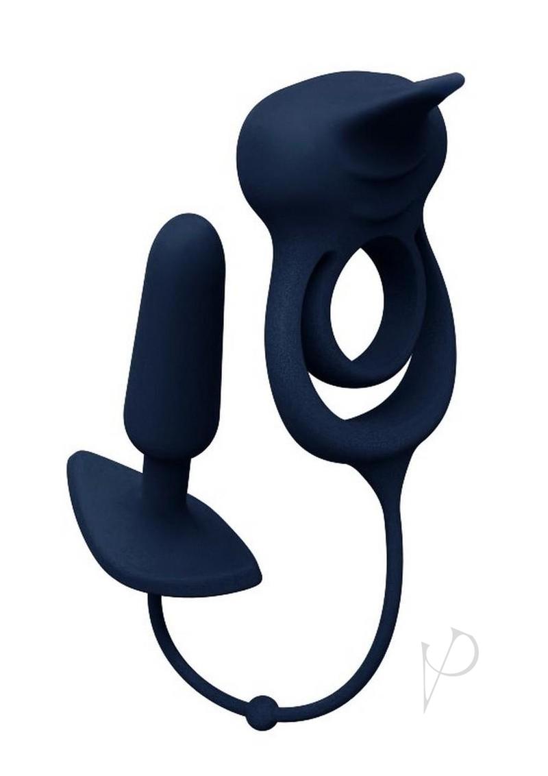 VeDo Humper Rechargeable Silicone Dual C-Ring with Anal Plug 5in - Black