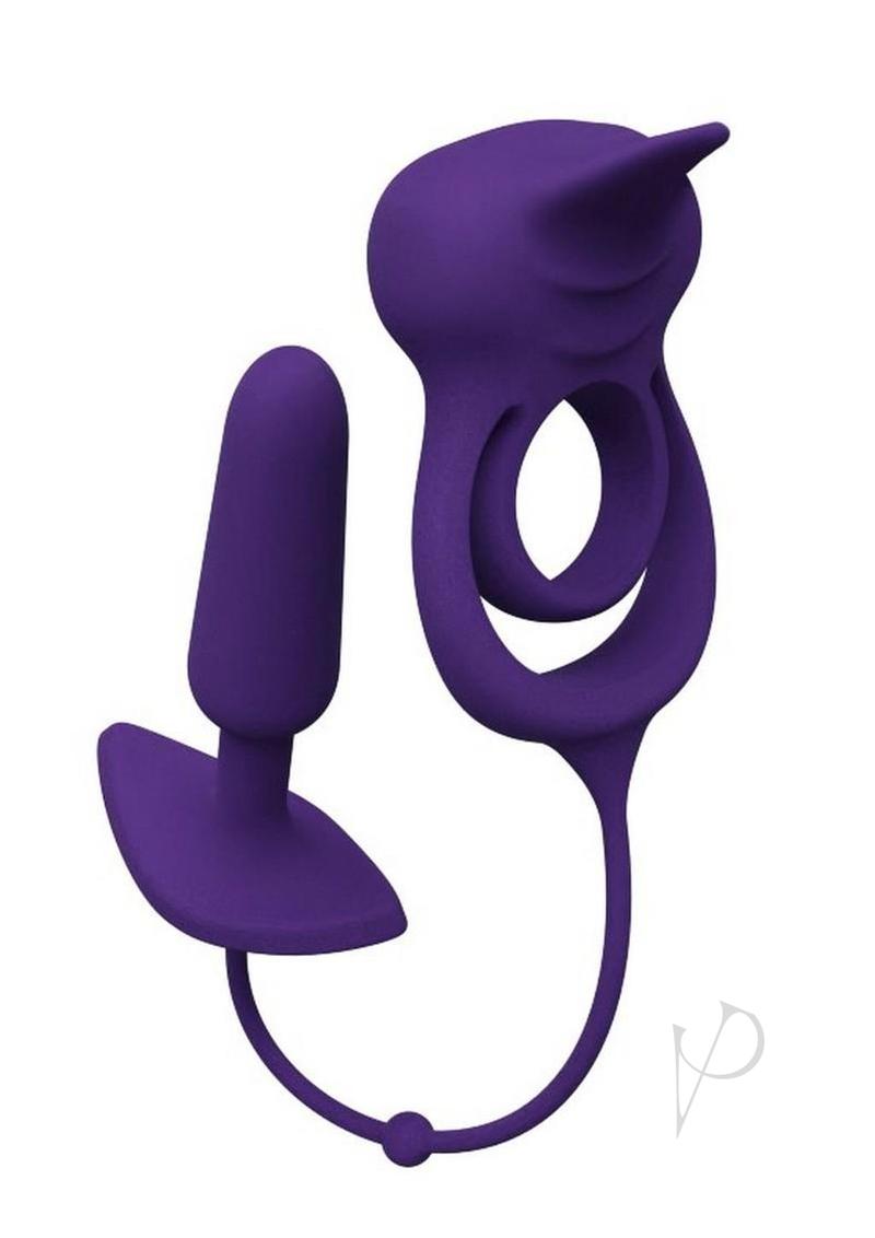 VeDo Humper Rechargeable Silicone Dual C-Ring with Anal Plug 5in - Purple