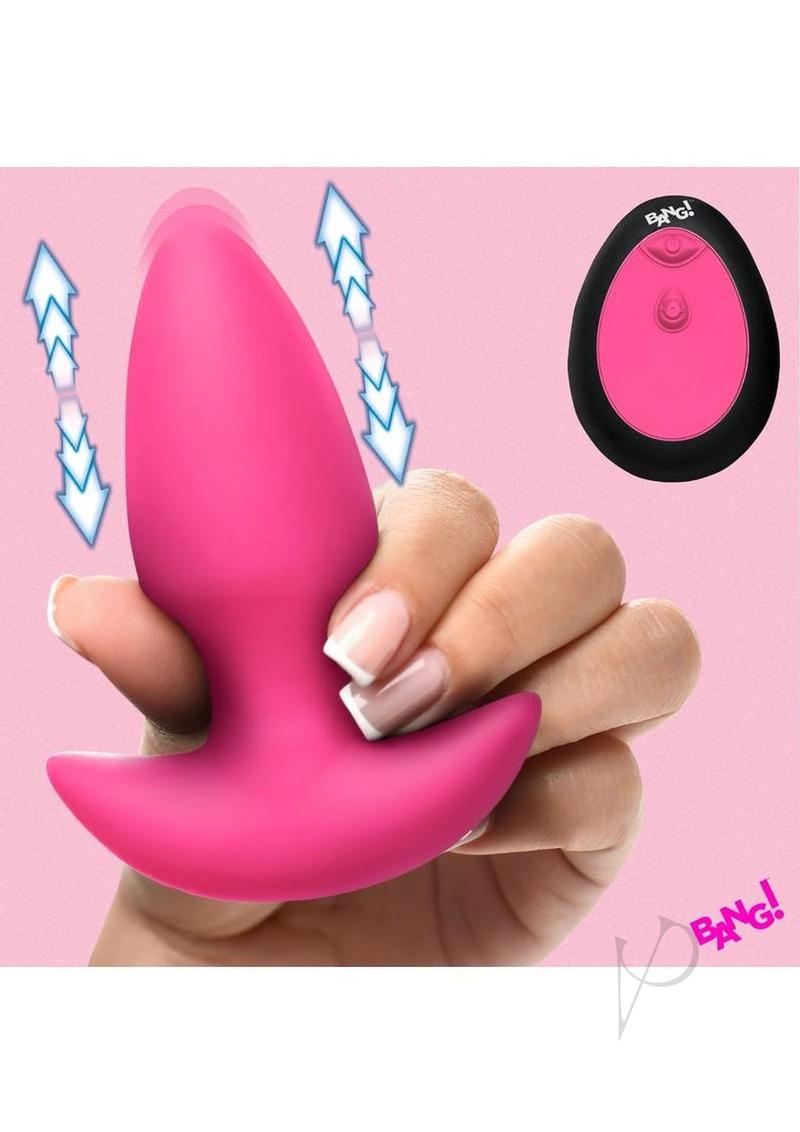 Bang! Thrusting and Vibrating Rechargeable Silicone Butt Plug - Pink