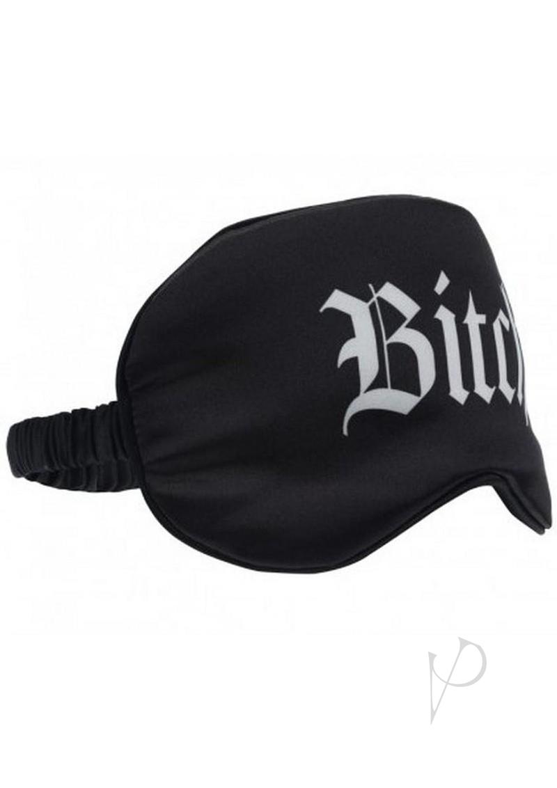 Ouch! Bitch Printed Satin Mask - Black
