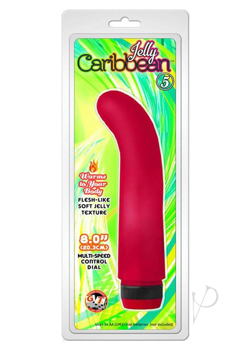 Jelly Caribbean Number 5 G-Spot Realistic Vibrator 8in - Pink