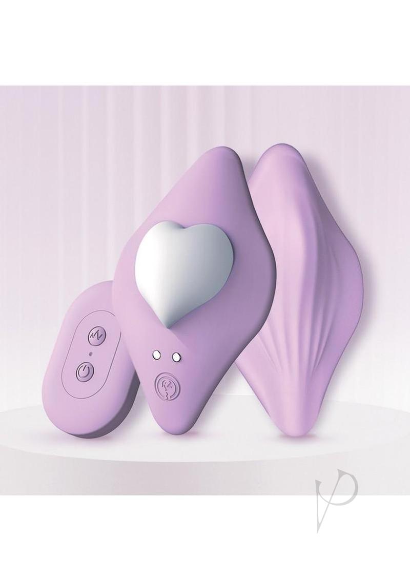 Ultra I Heart You Rechargeable Silicone Panty Vibe with Remote Control - Purple