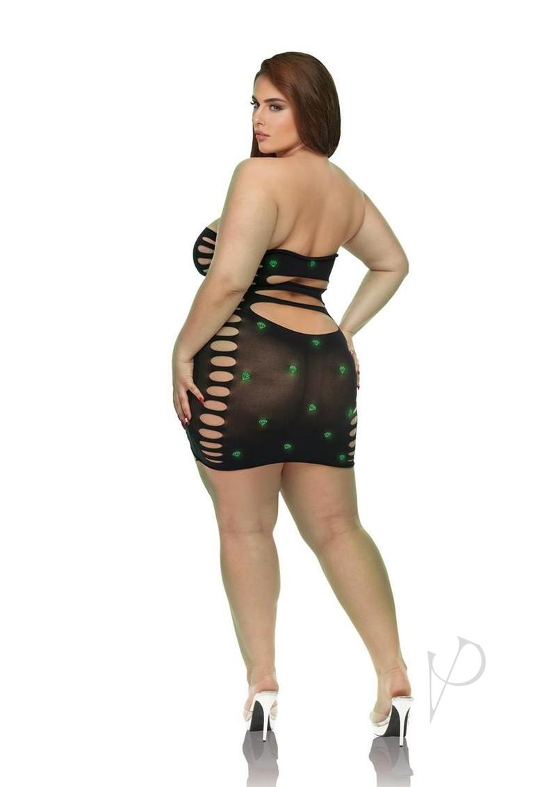 Lapdance Lingerie Midnight Diamond Cutout Mini Dress - Queen Size - Glow in the Dark