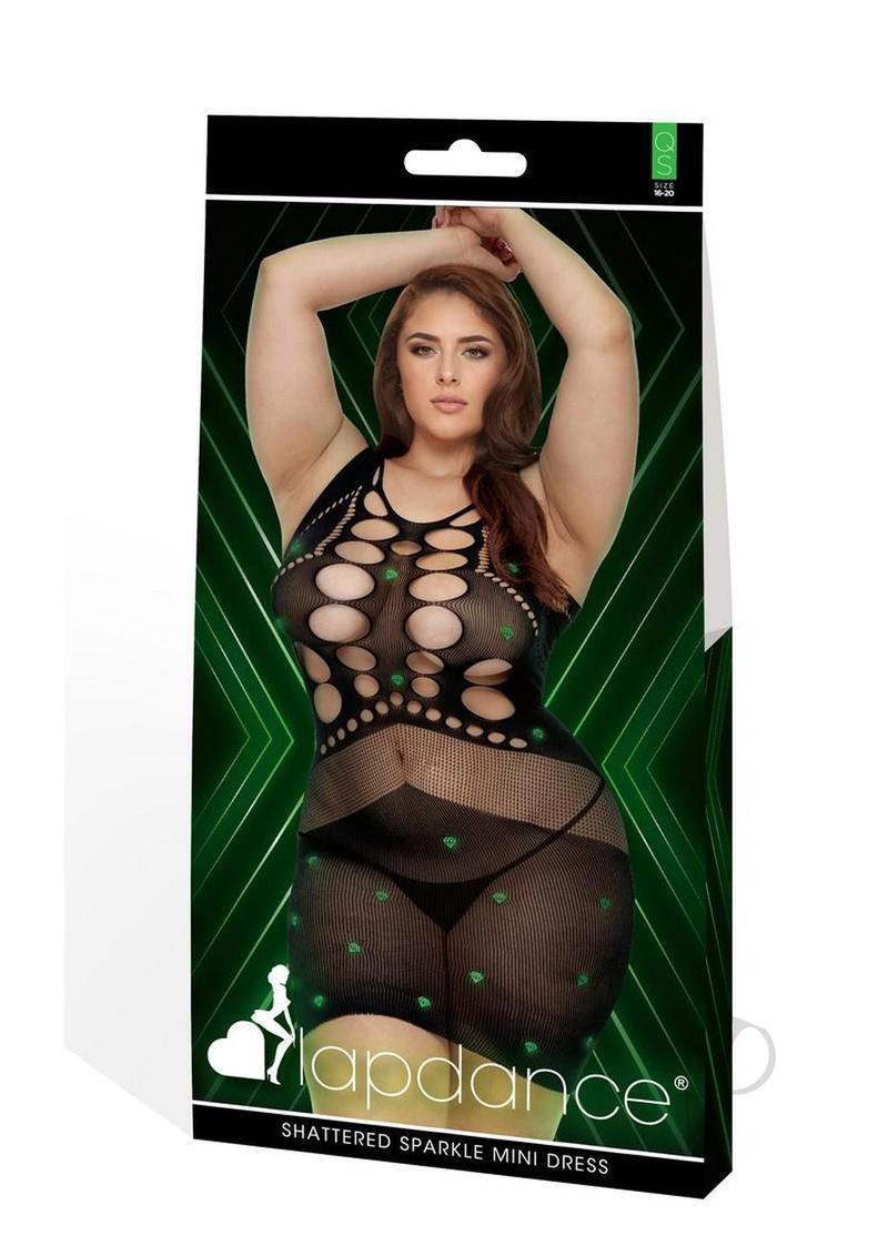 Lapdance Lingerie Shattered Sparkle Mini Dress - Queen Size - Glow in the Dark