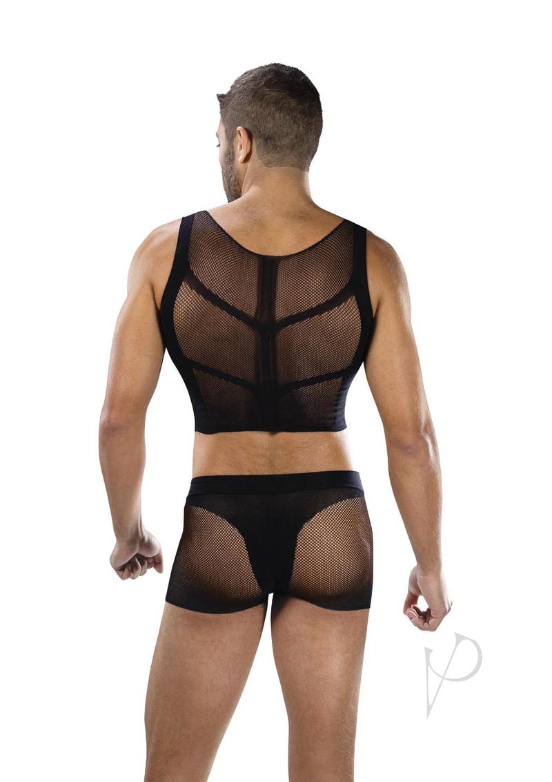 Envy Menswear Fishnet Armor Set (2 Piece) - OS - Black