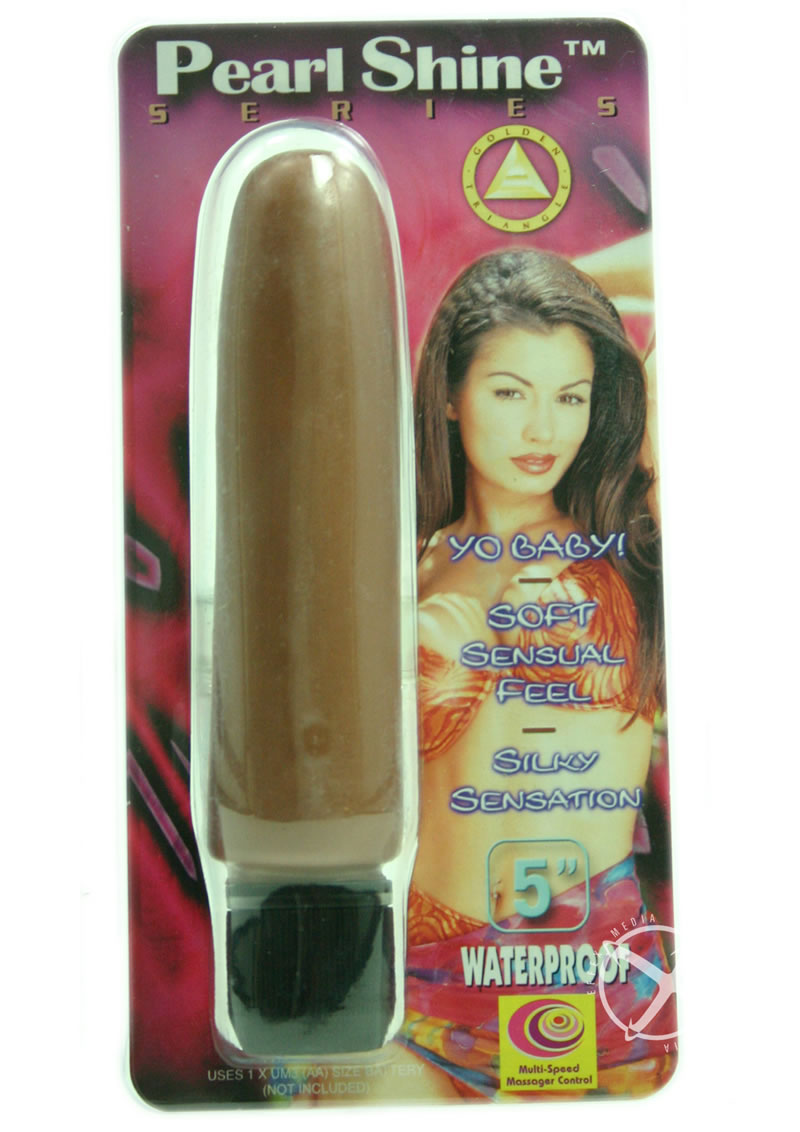 Pearl Shine Smooth Vibrator 5in - Chocolate