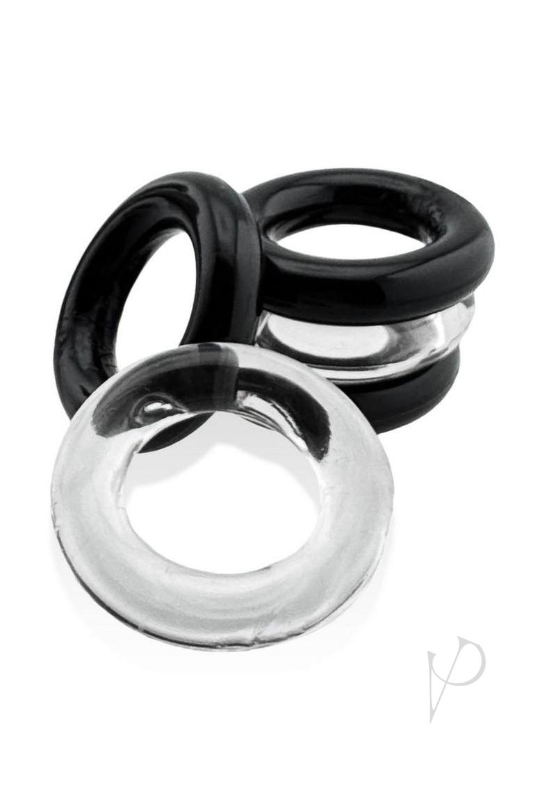 Hunkyjunk Jacker 5 Stack Super-Strong Cockrings (5 Pack) - Clear/Black