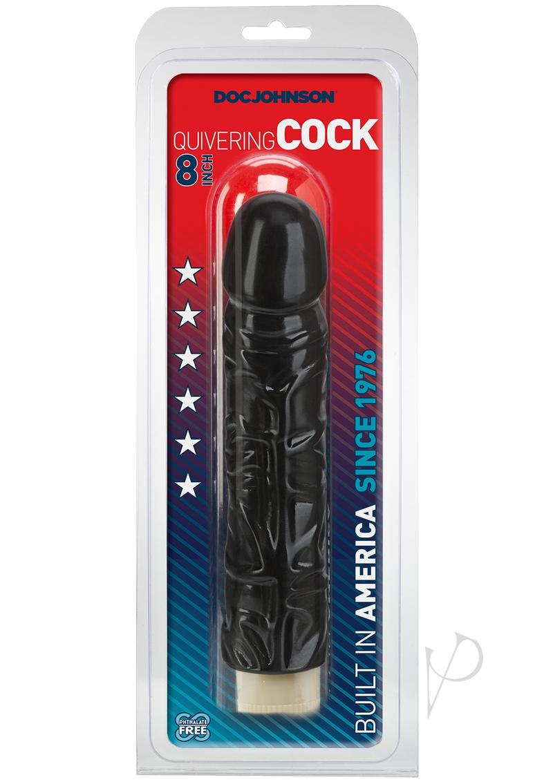 Quivering Cock Vibrating Dildo 8in - Black