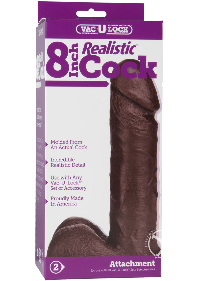 Vac-U-Lock Realistic Dildo 8in - Chocolate