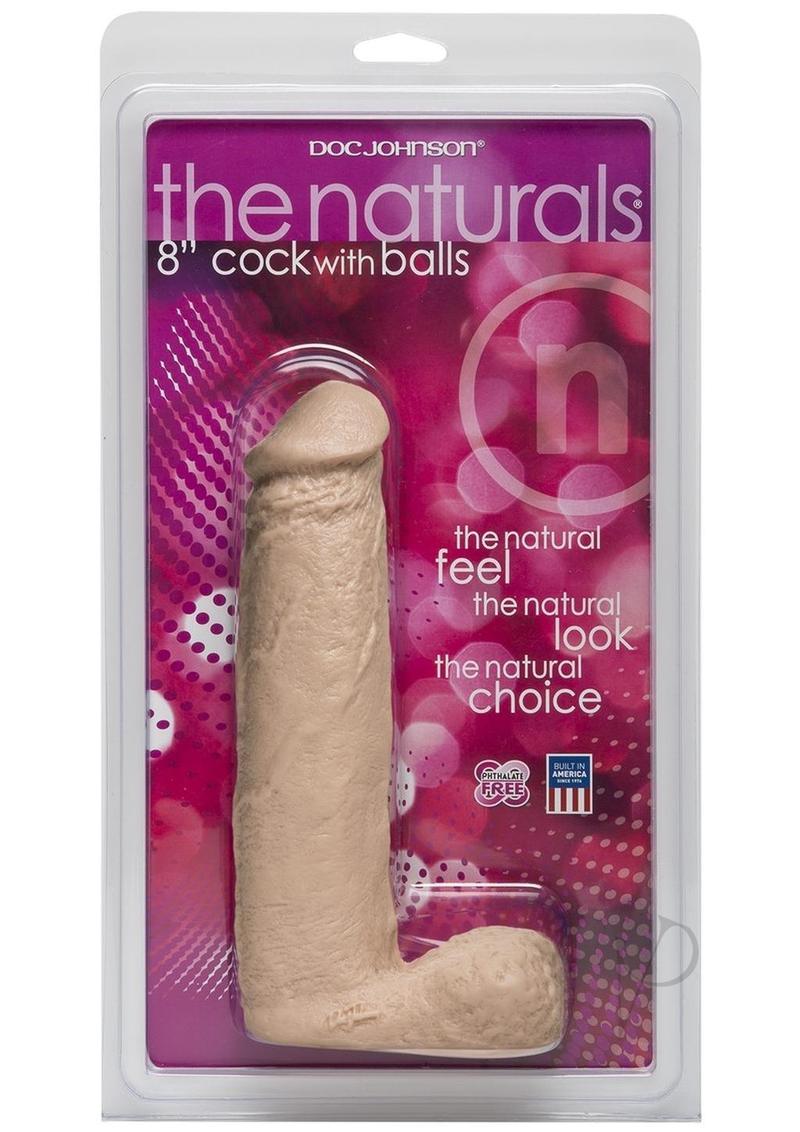 The Naturals Dildo with Balls 8in - Vanilla