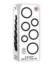 Adam & Eve 6 pc Silicone Penis Ring Set - Black