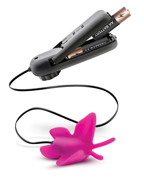 Luxe Butterfly Teaser Silicone Egg with Wired Remote Control - Fuchsia