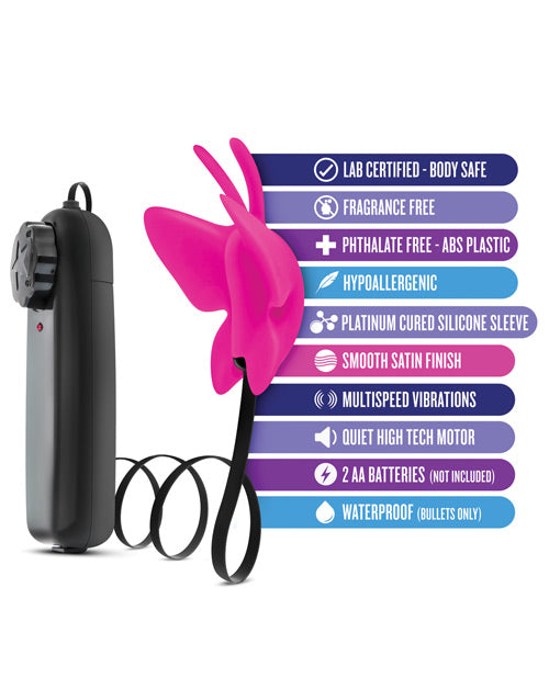 Luxe Butterfly Teaser Silicone Egg with Wired Remote Control - Fuchsia