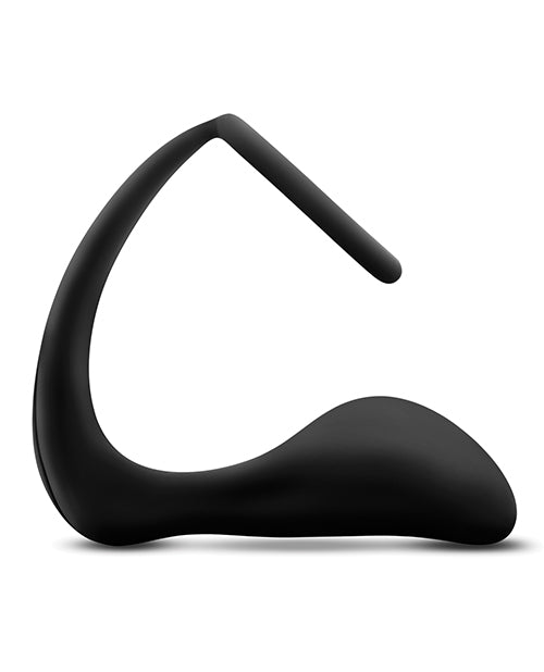 Anal Adventures Platinum Silicone Cock Ring with Butt Plug - Black