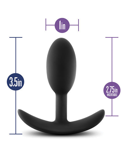 Luxe Wearable Vibra Slim Plug Silicone Butt Plug - Small - Black