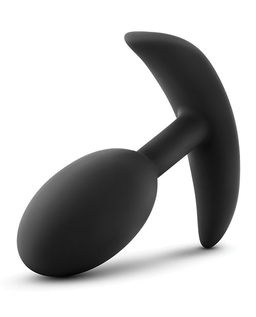 Luxe Wearable Vibra Slim Plug Silicone Butt Plug - Medium - Black