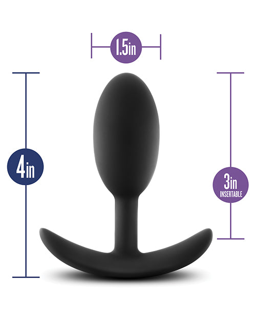 Luxe Wearable Vibra Slim Plug Silicone Butt Plug - Medium - Black