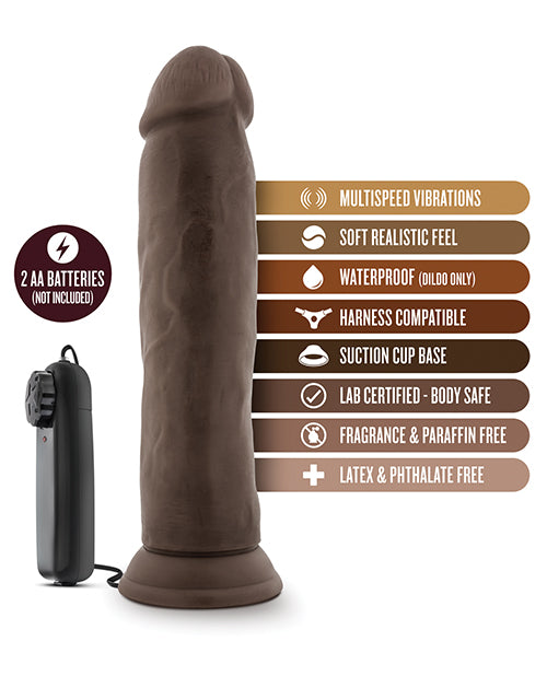 Dr. Skin Silver Collection Dr. Throb Vibrating Dildo with Wired Remote Control 9.5in - Chocolate