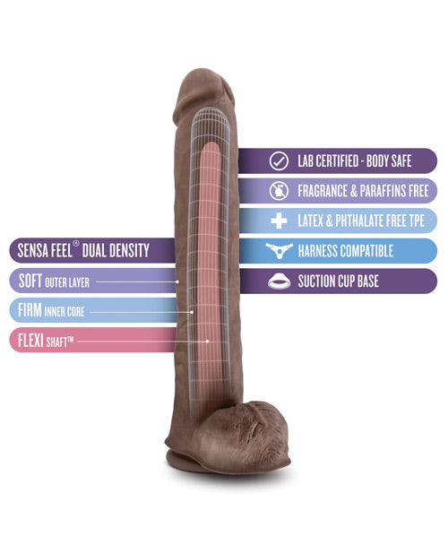 Au Naturel Daddy Sensa Feel Dual Density Dildo with Balls 14in - Chocolate