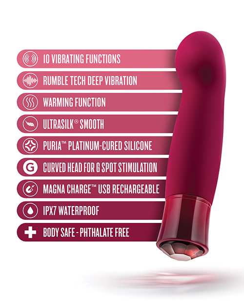Oh My Gem Classy Rechargeable Silicone Vibrator - Garnet Red