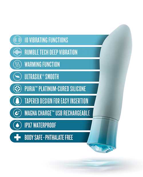 Oh My Gem Ardor Rechargeable Silicone Vibrator - Aquamarine