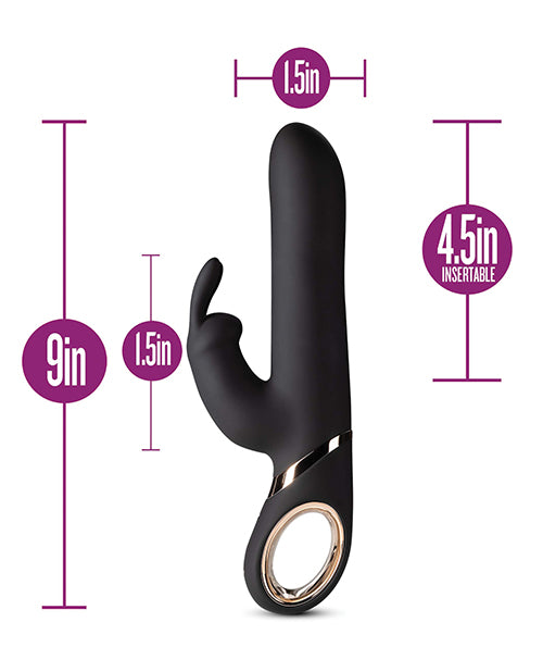 Blush Victoria Rechargeable Silicone Rabbit Vibrator - Black