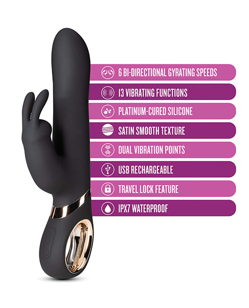 Blush Victoria Rechargeable Silicone Rabbit Vibrator - Black
