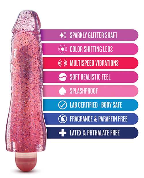 Glow Dicks Molly Glitter Vibrator - Pink