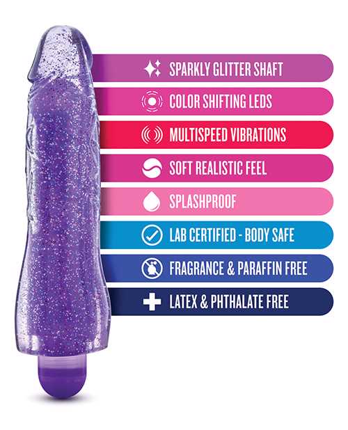 Glow Dicks Molly Glitter Vibrator - Purple
