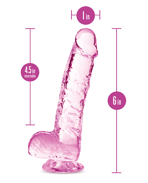 Naturally Yours Crystalline Dildo 6in - Rose