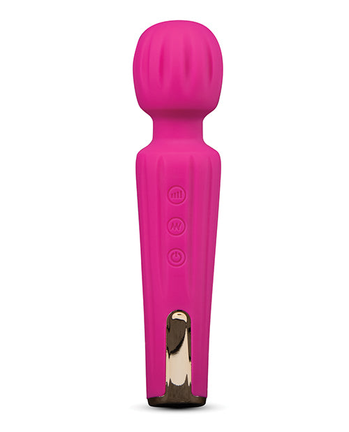 Blush Allana Velvet Rechargeable Silicone Wand Vibrator- Magenta/Rose Gold