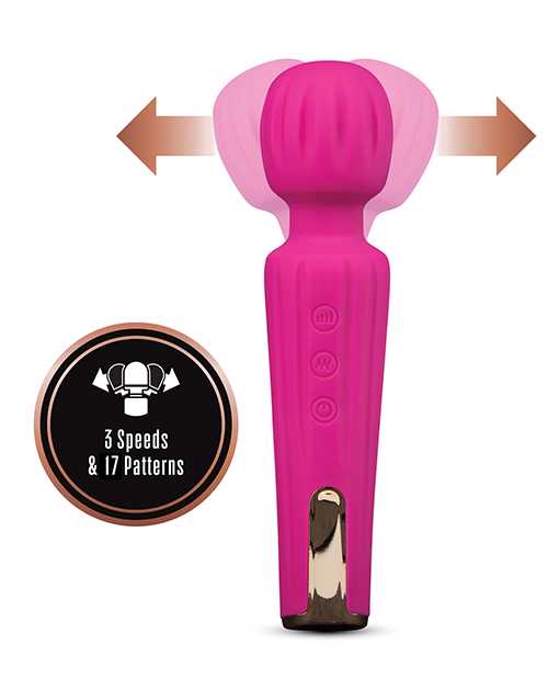 Blush Allana Velvet Rechargeable Silicone Wand Vibrator- Magenta/Rose Gold