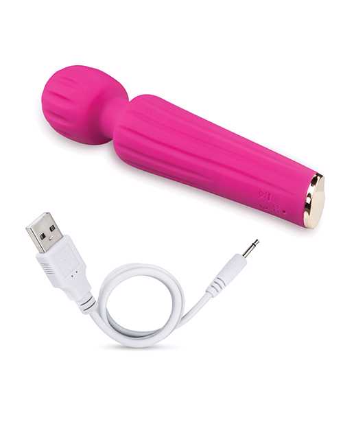 Blush Allana Velvet Rechargeable Silicone Wand Vibrator- Magenta/Rose Gold