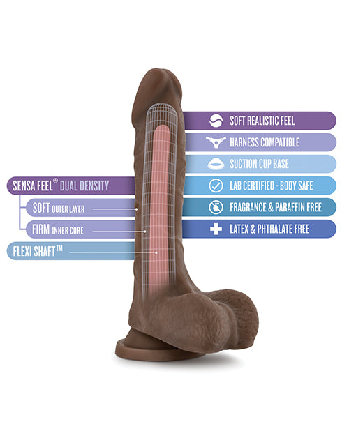 Au Naturel Mister Perfect Dildo with Balls 8.5in - Chocolate