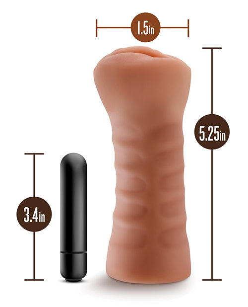 M for Men Sofia Vibrating Masturbator with Bullet - Pussy - Caramel