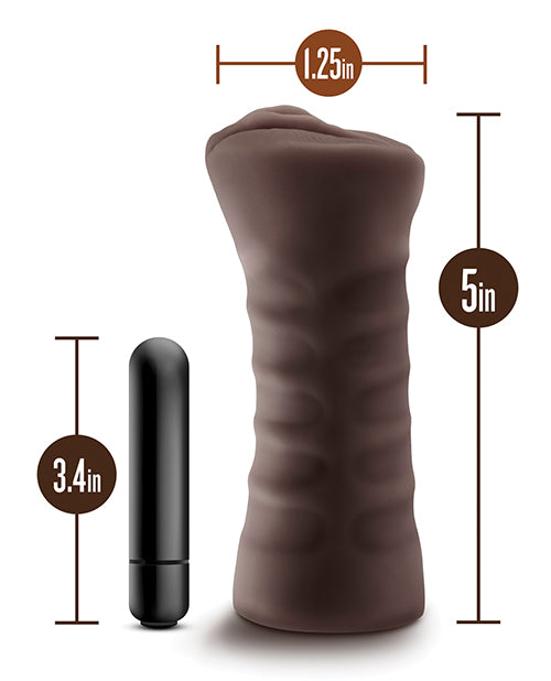 Hot Chocolate Brianna Vibrating Masturbator with Bullet - Pussy - Chocolate